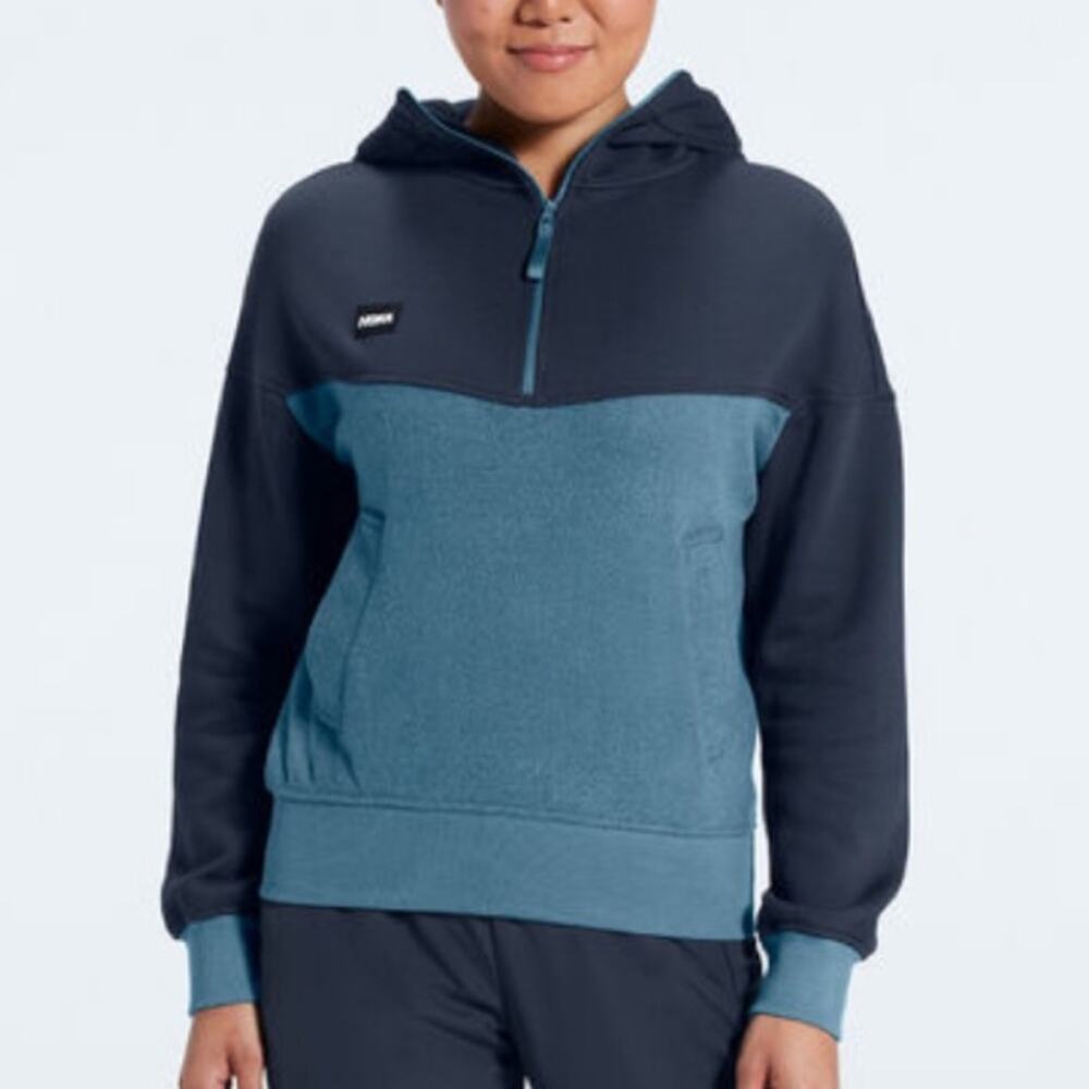 Hoka Utility Wool Blend Hoodie Pullover Blue Colorblock Sweatshirt Sweater NWOT
